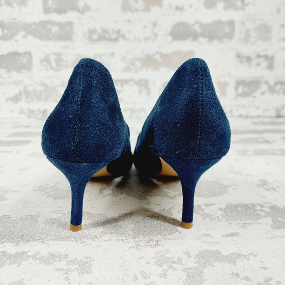 Charles By Charles David Navy Blue Suede Leather Slip On Pointy Toe Heels M201 - Picture 6 of 12